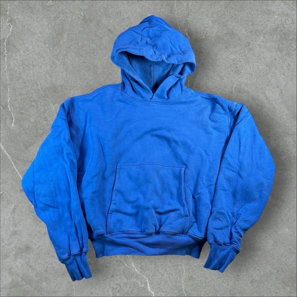 Yeezy Gap Hoodie Mens Small Blue Heavyweight Fleece Sweatshirt Double Layered